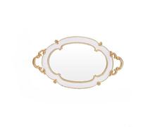 TONIXY Plateau miroir ovale vintage pour bijoux et maquillage, élégant organiseur de commode en résine PVC avec base en velours antidérapant, plateau de service blanc 29 x 17 cm (plateau nuage, blanc)