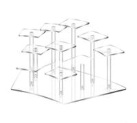 TONIXY Présentoir en acrylique transparent à 4 niveaux et 10 emplacements pour objets de collection, bijoux, figurines, décoration d'intérieur, comptoir de vente au détail, 290 x 17 x 140 cm