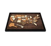 TONIXY Puzzle de carte de voyage en bois multicolore, 33 x 27,9 cm, cadre en bois multicolore, pièces interactives pour suivre les aventures, décoration d'intérieur pour couples, familles, amis