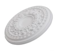 TONIXY Rosace de plafond circulaire en polystyrène PU pour plafonnier ou ventilateur Blanc 26C/35 cm Médaillon décoratif dissimulant les imperfections avec design simple et élégant (35 cm - Pas de