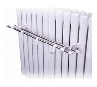 TONIXY Sèche-serviettes double radiateur avec 6 crochets, en acier inoxydable, design peu encombrant, pour radiateur de chauffage, blanc et argent, 50 cm (50 cm)