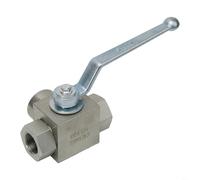 TONIXY Vanne à bille haute pression à 3 voies, connexion hydraulique manuelle en acier au carbone, G1/4 G3/8 G1/2 G3/4 500 bar MWP pour industrie de l'eau, de l'huile, du gaz (G3/8)