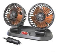 TONIXY Ventilateur de voiture à double tête, refroidisseur alimenté par USB avec multi-tension 5 V/12 V/24 V, débit d'air réglable à deux vitesses, pour ventilation automatique dans les camions et les