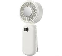 TONIXY Ventilateur portable à clip avec technologie de refroidissement à glace, vitesses, batterie rechargeable USB 4000 mAh, design pliable, rotation à 360°, construction ABS et silicone, blanc