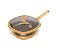 TONIXY Wok Poêle à frire avec couvercle 30,5 cm Antiadhésive avec couvercle en verre et panier vapeur, construction en métal pour des méthodes de cuisson polyvalentes (poêle à frire en titane)