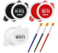 TonJin Peinture Corporelle Noir + Blanc + Rouge avec 3 Pinceaux,Peinture de Visage Professionnelle Non Toxique Maquillage Enfant Adulte pour Cosplay Halloween Clown Maquillage SFX (150g)