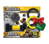 Tonka Coffret cadeau de trois jouets pour chien - Mega Ball de 7,6 cm, bande de roulement d'essieu de 17,8 cm avec insert d'alimentation et bande de roulement flexible en caoutchouc de 26,7 cm à 3