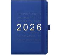 ®TONLRGY Agenda journalier,calendrier 2026,couverture élastique en PU,onglets de 12 mois,adapté aux études et au bureau,Bleu foncé