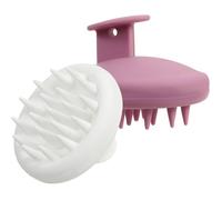 ®TONLRGY Brosse de massage du cuir chevelu en silicone, brosse à shampoing, 8*6 cm, blanche et rose