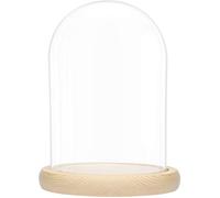 ®TONLRGY Grande cloche en verre avec base en bois naturel 15*20cm