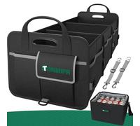 Tonmifr Organiseur de coffre de voiture avec sac de conservation de 20 L, Oxford 600D robuste et pliable pour SUV/Hatchback/Break, organiseur de grande capacité (92 L + 20 L), 2 crochets de fixation