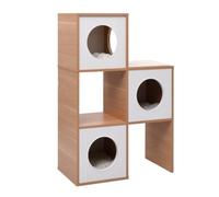 Tonneau à Chat en Bois, Tonneau à Griffer Arbre Tour à Chat avec Tapis à gratter en sisal 100 cm