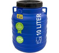 tonneau à col large plasteo® 10 litres bleu avec couvercle et poignées, qualité alimentaire, sans BPA Tonneau à choucroute pour aliments pour animaux Tonneau à couvercle vissé