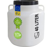 tonneau à col large plasteo® 40 litres carré avec couvercle et poignées, qualité alimentaire et sans BPA Tonneau à choucroute Tonneau à aliments universel
