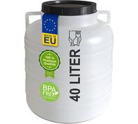 tonneau à col large plasteo® 40 litres rond avec couvercle et poignées, qualité alimentaire et sans BPA Tonneau à choucroute Tonneau à aliments universel