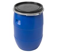 Tonneau à col large Tonneau à fourrage ensilage 60 litres avec anneau métallique bleu