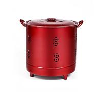 Tonneau à combustion en métal avec couvercle et poignée, gestion efficace des cendres, combustion sûre du papier, option de cheminée pour déchets de jardin (rouge, 50 cm)