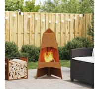 Tonneau à feu, brasero, brasero marron, 50 x 50 x 95 cm, en acier, pour le jardin, le chauffage, la terrasse, le camping, facile à utiliser