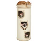 PawHut Tonneau à gratter 96 cm, Tour à griffer en sisal et Bord en Peluche, 3 Niveaux avec Plate-Forme, Arbre à Chat Stable pour Petits et Grands Chats, Parfait pour Griffes & Jeu, Ø 38 cm, crème