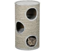 Tonneau à gratter pour chat - PawHut - 3 niveaux - recouvert de peluche - en sisal - Ø 38 x 70 cm - gris