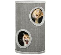 Tonneau à gratter pour chat - tour à griffer arbre à chat à 2 couches pour 1-2 chats - panneau de particules - Ø35x60cm - gris clair