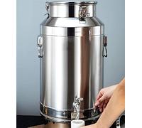 Tonneau à lait polyvalent en acier inoxydable avec accessoires - Baril scellé pour le stockage et la distribution du lait, de l'huile, du vin, de la soupe - Idéal pour la fermentation