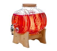 Tonneau à vin en verre avec robinet, ensemble de carafe à whisky avec support, distributeur de boissons en verre de 3 à 5 l, distributeur de boisson, distributeur de carafe en verre, bec verseur