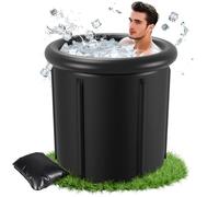 Tonneau de bain glacé 390 l, baignoire pliable 80 x 78 cm avec couvercle, 5 couches isolantes, réservoir de glace mobile pour thérapie par le froid, régénération sportive, jardin et balcon