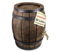 Tonneau de pluie 50 l - Fût à eau - Tonneau de jardin - Tonneau à eau - Fût à eau en chêne - Robinet en laiton - Aspect bois de chêne - 50 l
