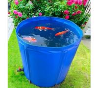 Tonneau de pluie pliable et réservoir d'eau portable, étang à poissons circulaire en toile de 380 l avec support pour piscines hors sol, piscine extérieure, bleu (0,7 x 1 m)