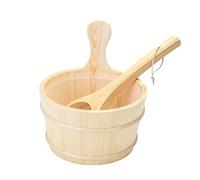 Tonneau de sauna en bois de 4 l - Accessoire traditionnel avec louche pour la maison, le sauna, l'hôtel, le spa, la piscine - Bois