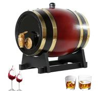 Tonneau de Vieillissement de Whisky en Chêne, Distributeur de Tonneau de Vin en Bois for Faire Vieillir Votre Propre Vin de Bière(Burgundy,3L)