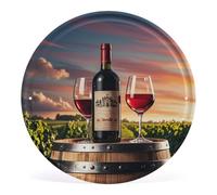 Tonneau de vin en bois sur bouteille de vin - Panneaux en métal vintage amusants pour l'extérieur - Plaque rétro en étain pour décoration murale d'extérieur - Pour bar, ferme, garage