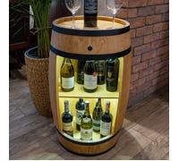 Tonneau en Bois - Creative Cooper - 80cm - Éclairage LED - Rangement Bouteilles - Chêne