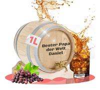 Tonneau en bois personnalisé avec robinet en laiton - Cadeau pour papa, grand-père, ami, Noël - Petit tonneau en chêne pour bière, rhum, whisky ou vin - Cadeau d'anniversaire pour homme (1 litre)