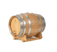 Tonneau en Chêne avec Support, Fût de Vieillissement, 1 à 20 L, Fabriqué à la Main, Idéal pour Vin, Whisky, Brandy, Rhum...Bouchon et Robinet INOX, Fût chêne Francais, Fabriquer en France (20 Litres)