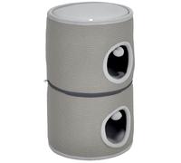 Tonneau griffoir chat - PawHut - 3 étages - avec coussins, tapis à gratter, balles-jouets - hauteur 69 cm - gris