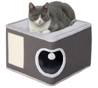 Tonneau griffoir chat - PawHut - plate-forme supérieur et balle de jeu - en peluche et sisal - 45 x 45 x 35 cm - gris anthracite