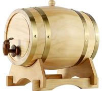 Tonneau Horizontal en Bois Aux Tons Chauds, avec Support/Robinet, IntéRieur en Aluminium, Grande Capacité de Stockage pour Boissons AlcooliséEs, IdéAl pour Les Bars et la Maison(F,15L)