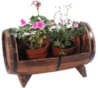 Tonneau Plter, Boîte à Fleurs De Baril De Bière Demi-tonneau Jardin Plters Fleur Balcon Fleur STD pour Patio Jardin Ferme Jardin, Brown, 50x30x29cm
