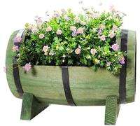 Tonneau Plter, Boîte à Fleurs De Baril De Bière Demi-tonneau Jardin Plters Fleur Balcon Fleur STD pour Patio Jardin Ferme Jardin, Green, 30x19x21cm