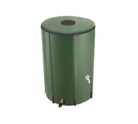 Tonneau récupérateur d'eau de pluie avec robinet et protection anti-débordement 380 L vert