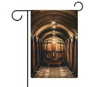 Tonneaux en chêne pour ranger le vin, drapeau de jardin de 32,6 x 47,5 cm, drapeaux de jardin verticaux double face, décoration extérieure en lin pour décoration extérieure saisonnière pour ferme