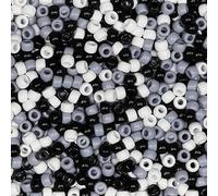 Tonnelet Perles Colorées Noir/Gris/Blanc pour Bracelet et Bijoux - 1000pcs Perles de Poney Avec Grand Trou, Acryliques pour Cheveux