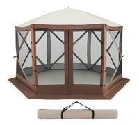 Tonnelle 350 x 350 cm à Ouverture Instantanée - COSTWAY - 6 Côtés avec Parois en Maille 2 Pare-Vent Amovibles - 8 à 10 Personnes