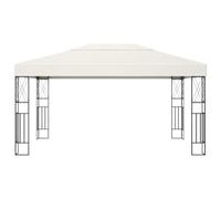 Tonnelle 3x4 m Crème en Tissu avec Structure en Acier | Toit en polyester, toile aérée, détails en croix, fixation facile, jardin et repas