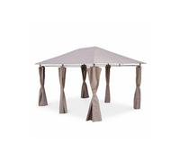 Tonnelle 3x4 m - Divio - Toile taupe - Pergola avec rideaux. tente de jardin. barnum. chapiteau. réception