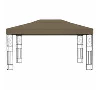 Tonnelle 3x4 m en tissu Taupe Tonnelle de jardin avec cadre en acier | Toit en polyester, construction en acier, détails en forme de croix, montage facile, loisirs en plein air, usage familial