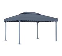 Tonnelle 400 x 300 cm en aluminium anthracite - Tissu Oxford résistant à la rouille avec revêtement PA - Double toit pour jardin, terrasse, événements extérieurs, protection solaire, durable