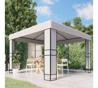 Tonnelle à double toit 3 x 3 m blanche, imperméable, cadre en acier revêtu par pulvérisation, idéale pour les fêtes de jardin, les événements en plein air, les mariages, les fêtes d'anniversaire